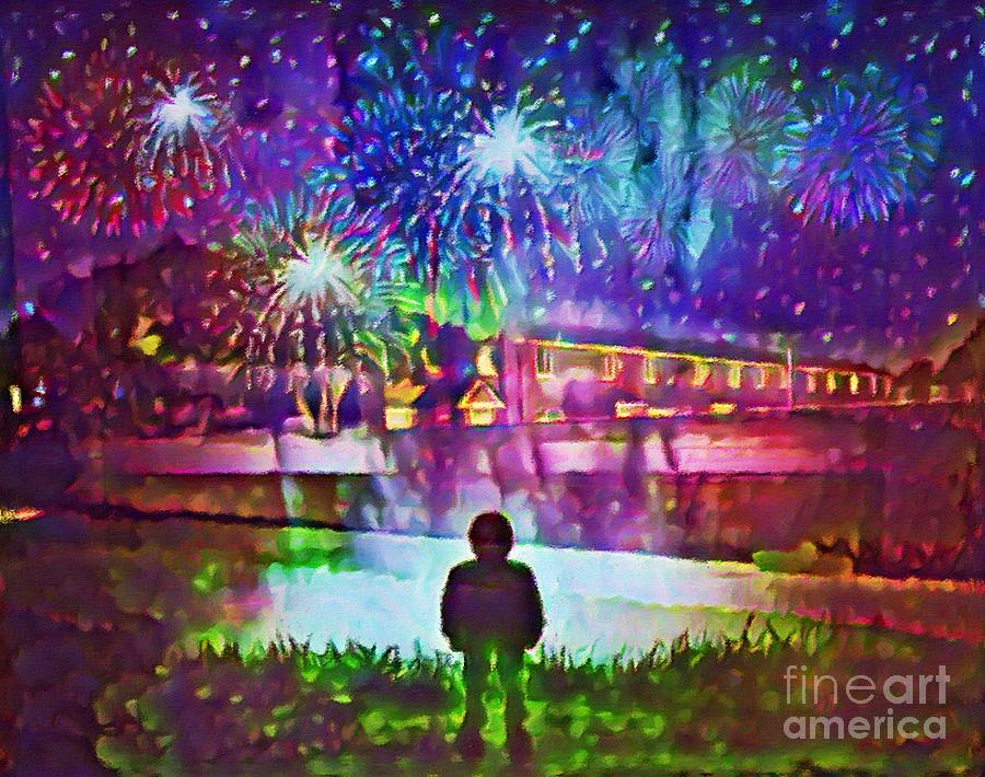 2020 Fireworks Display Mixed Media by Lauries Intuitive