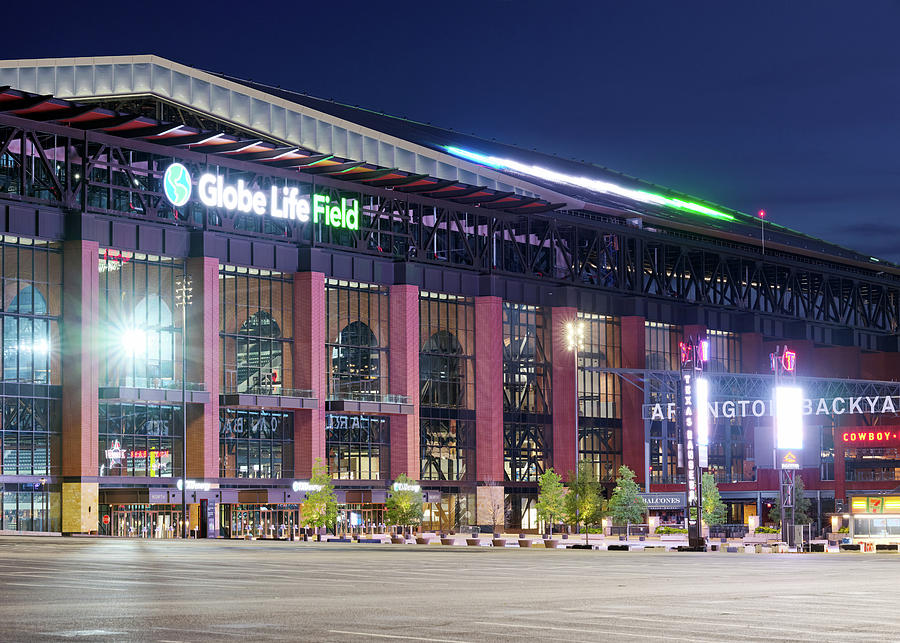 Texas Rangers Unsigned Globe Life Field Nighttime General View Photograph