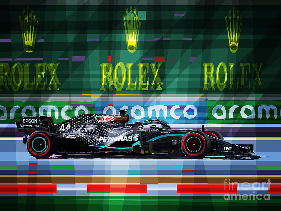 Automotive Digital Art - 2020 Lewis Hamilton Mercedes  Eifel Grand Prix Nurburgring Winner by Yuriy Shevchuk