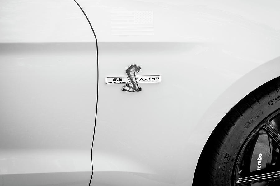 2020 White Ford Mustang Shelby Supercharged GT500 X161  Photograph by Rich Franco