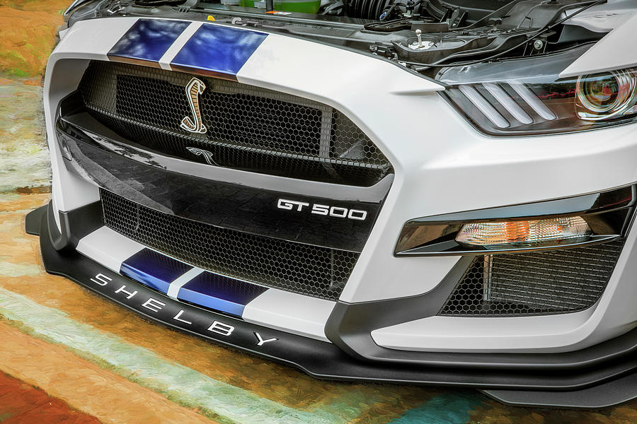 2020 White Ford Mustang Shelby Supercharged GT500 X171 Photograph by Rich Franco