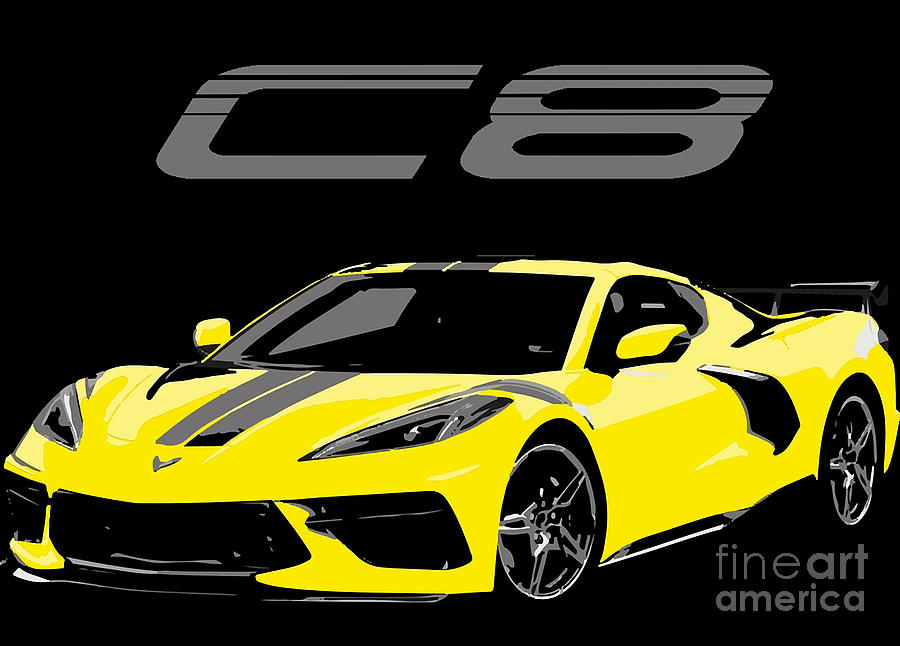 2021 2022 Corvette C8 Accelerate Yellow Poster Digital Art by Bui Thai