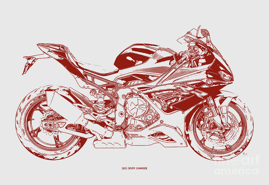 2021 BMW S1000RR motorcycle,Original artwork,Drawspots Gift for Bikers