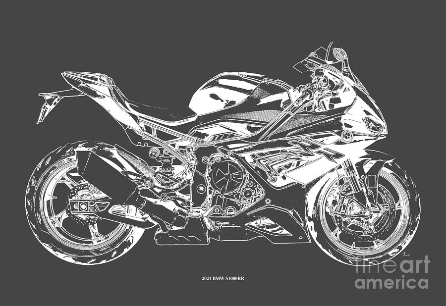 2021 BMW S1000RR Motorcycle,Original Artwork,White Drawing,Gift for ...