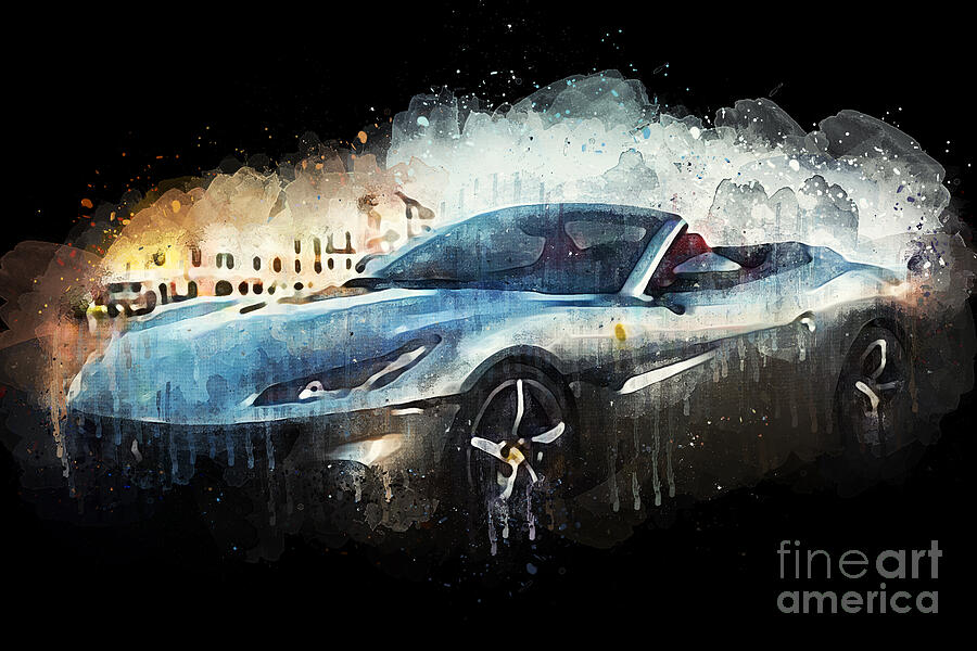 Sports Car Painting - 2021 Ferrari Portofino M by Lisa Von