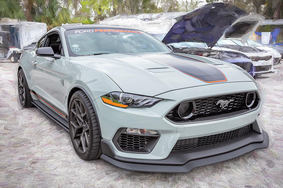 2021 Fighter Jet Gray Ford Mustang Mach 1 X117 Photograph by Rich Franco