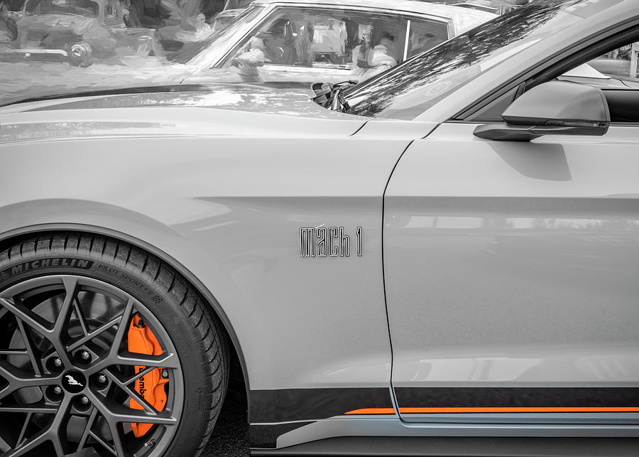 2021 Fighter Jet Gray Ford Mustang Mach 1 X123 Photograph by Rich Franco