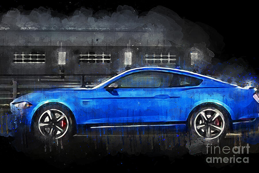 Abstract Painting - 2021 Ford Mustang Mach 1 by Lisa Von