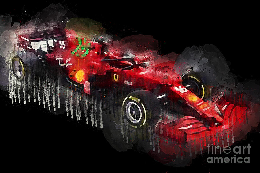 Abstract Painting - 2021 Formula1 Ferrari SF21 by Lisa Von