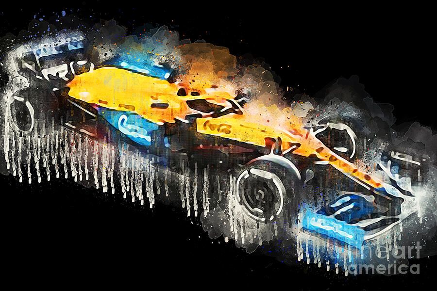 Racecar Painting - 2021 Formula1 McLaren MCL35M by Lisa Von