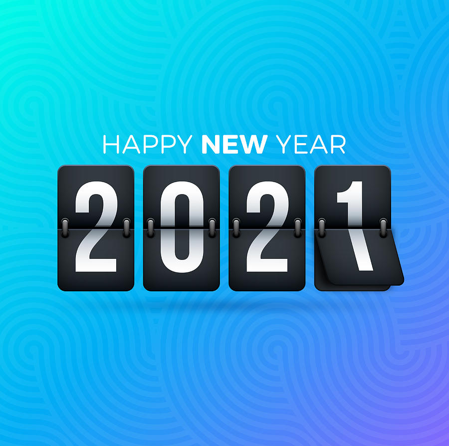 2021 Happy New Year Flip Clock Drawing by Filo