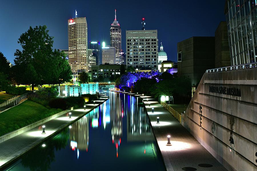 2021 Indianapolis Canal Walk at Night Photograph by Frozen in Time Fine ...