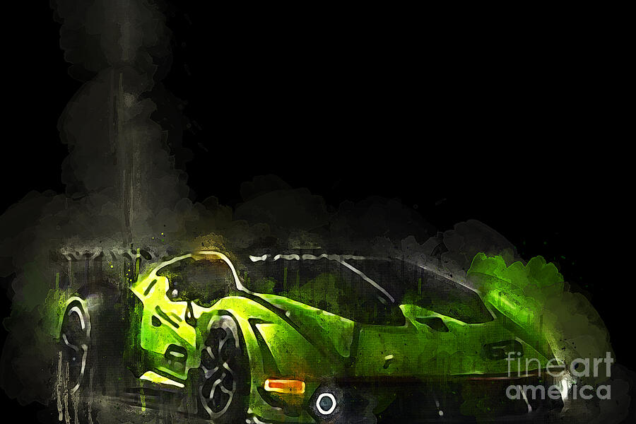 Green Painting - 2021 Lamborghini Essenza SCV12 by Lisa Von