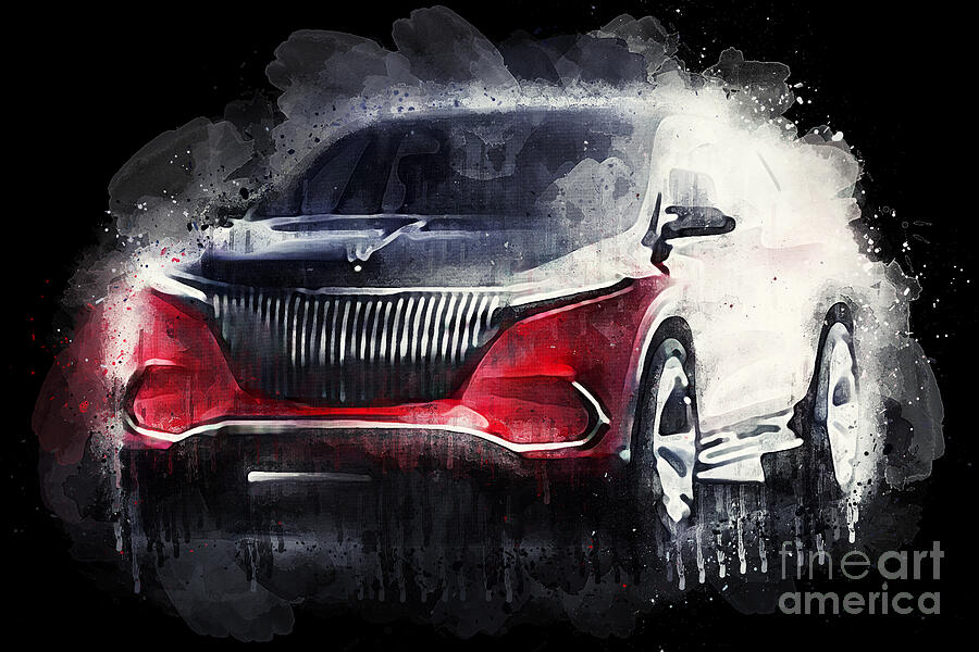 Car Painting - 2021 Mercedes Maybach EQS SUV Concept by Lisa Von