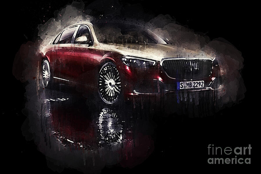 Luxury Car Painting - 2021 Mercedes Maybach S 580 by Lisa Von