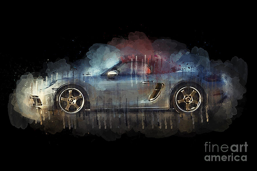 Abstract Painting - 2021 Porsche Boxster 25 Years Edition by Lisa Von