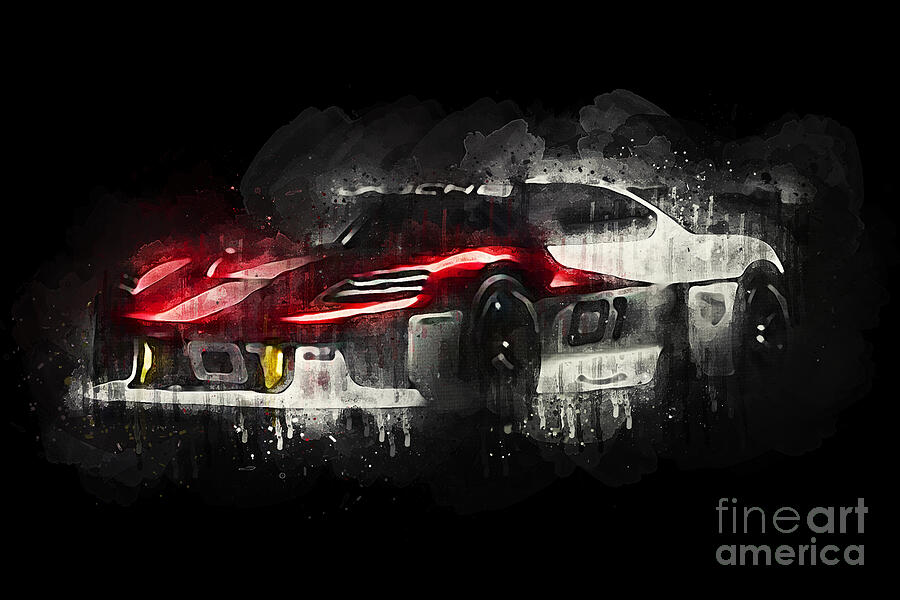 Sports Car Painting - 2021 Porsche Mission R Concept by Lisa Von