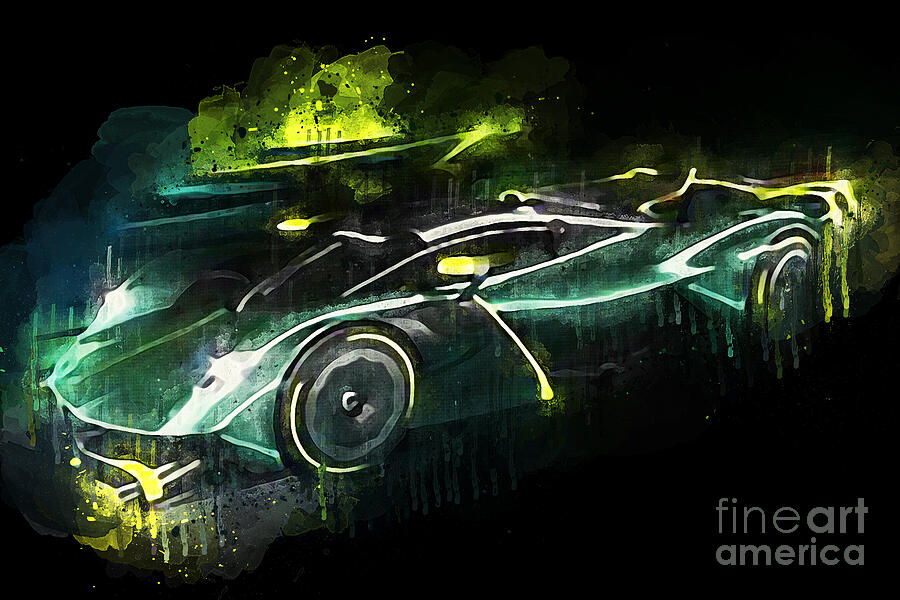 Abstract Painting - 2022 Aston Martin Valkyrie AMR Pro by Lisa Von