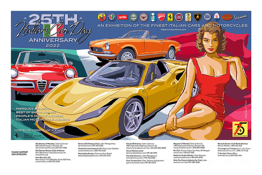 2022 Atlanta Italian Car Day Digital Art by Rick Andreoli