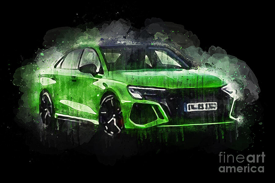 Green Painting - 2022 Audi RS3 Sedan by Lisa Von