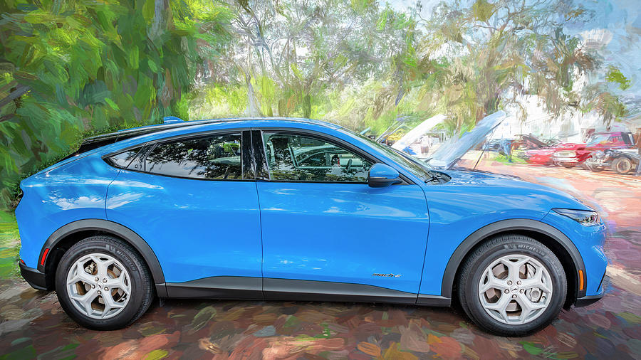 2022 Blue Ford Mustang Mach E Crossover X121 Photograph by Rich Franco