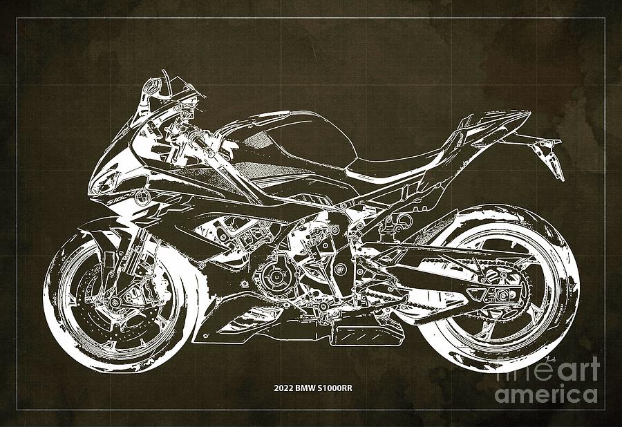 2022 BMW S1000RR Blueprint,Original Artwork,Brown Background,Gift for ...