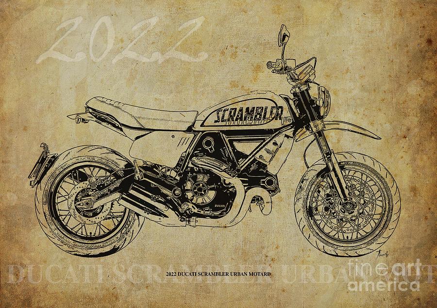 2022 Ducati Scrambler Urban Motard Drawing by Drawspots Illustrations ...