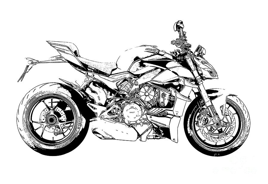 2022 Ducati Streetfighter V4s Artwork,white Background Drawing