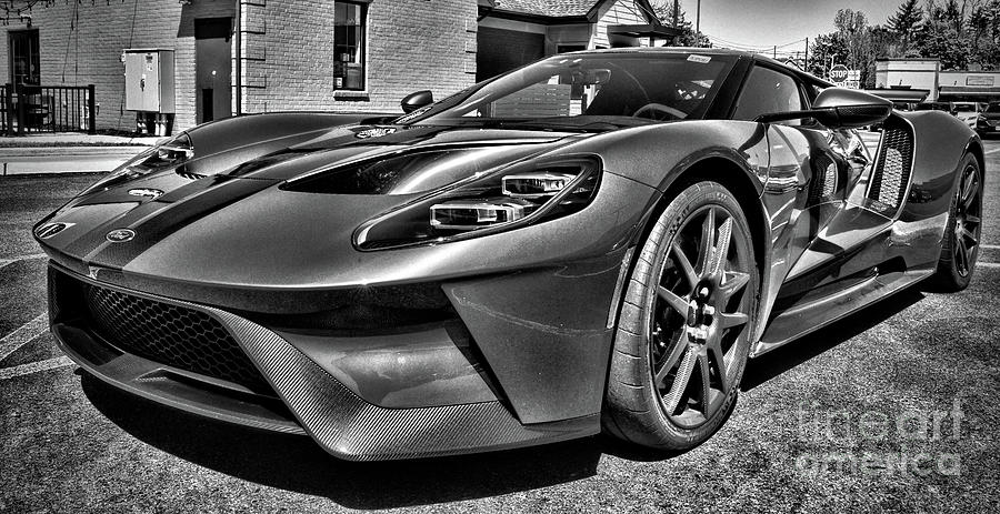 2022 Ford GT Supercar Drivers Profile black and white Photograph by Paul Ward