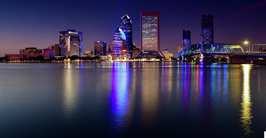 Jacksonville Photograph - 2022 Panoramic Nightscape Jacksonville by Frozen in Time Fine Art Photography