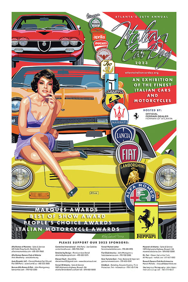 2023 Atlanta Italian Car Day Poster Digital Art by Rick Andreoli