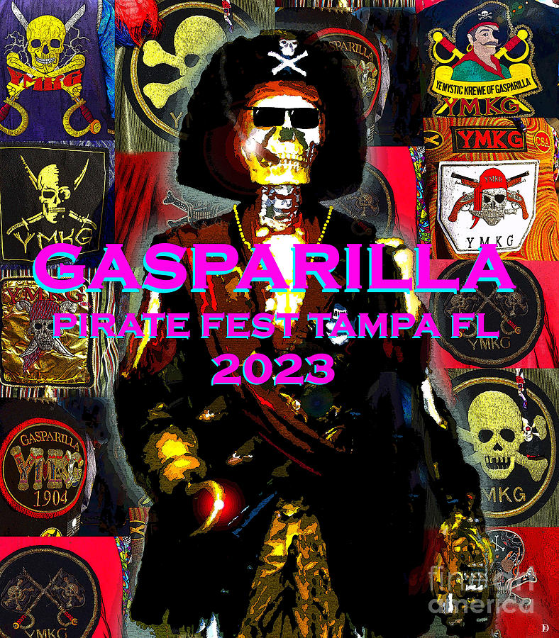2023 Gasparilla Pirate Fest YMKG patch design Mixed Media by David Lee Thompson