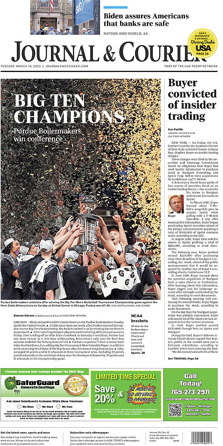 2023 Purdue Journal and Courier Big Ten Tournament Championship Cover Digital Art by Journal and Courier