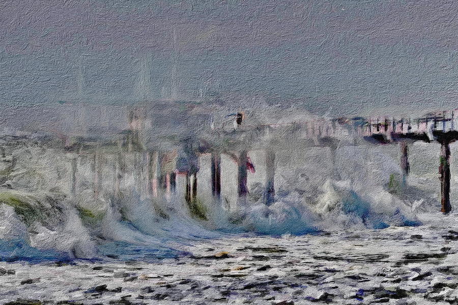 2023 Storm - La Jolla Scripps Pier Digital Art by Russ Harris