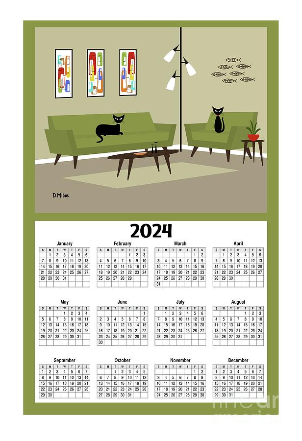 2024 Calendar Corner 1 Room Digital Art by Donna Mibus