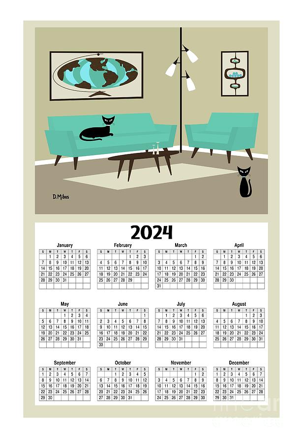 2024 Calendar Corner 2 Room Digital Art by Donna Mibus