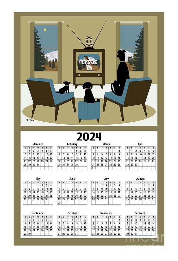 2024 Calendar Dogs Watch Lassie Digital Art by Donna Mibus