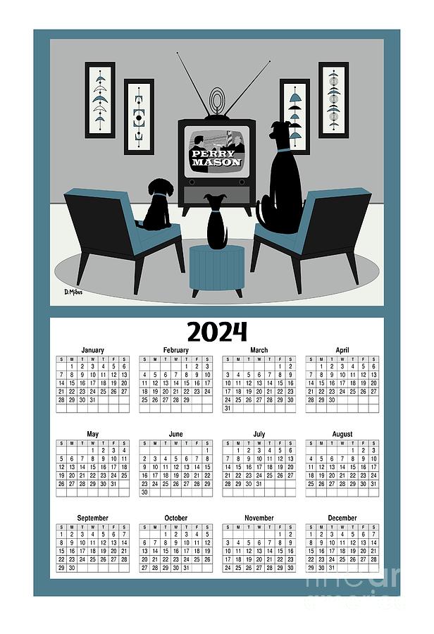 2024 Calendar Perry Mason Dogs Digital Art by Donna Mibus