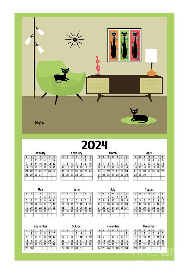 2024 Calendar Shag Statue with Cats Digital Art by Donna Mibus