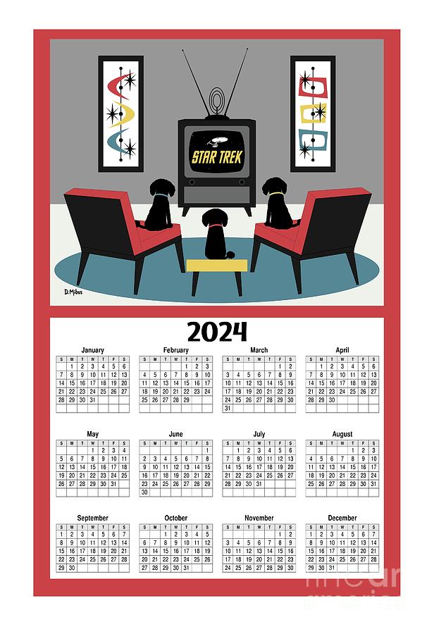 2024 Calendar Star Trek Dogs Digital Art by Donna Mibus