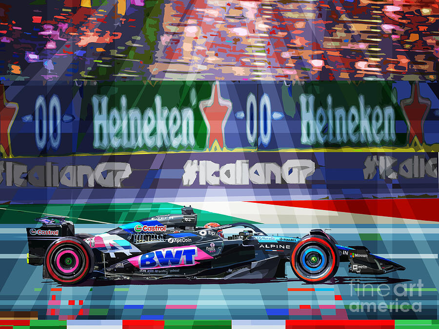 2024 Italian GP Alpine A524 Ocon Mixed Media by Yuriy Shevchuk 2024 Italian GP Alpine A524 Ocon Mixed Media by Yuriy Shevchuk