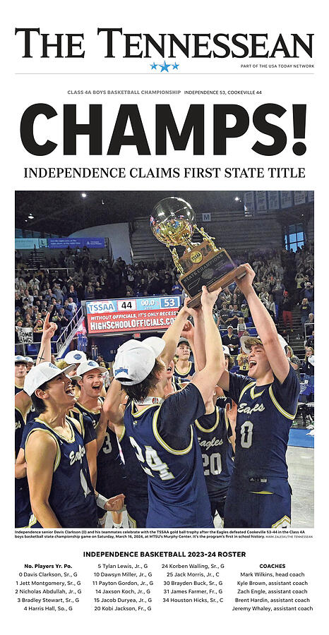 Basketball Digital Art - 2024 Tennessee Class 4A Boys Basketball State Championship Cover by The Tennessean