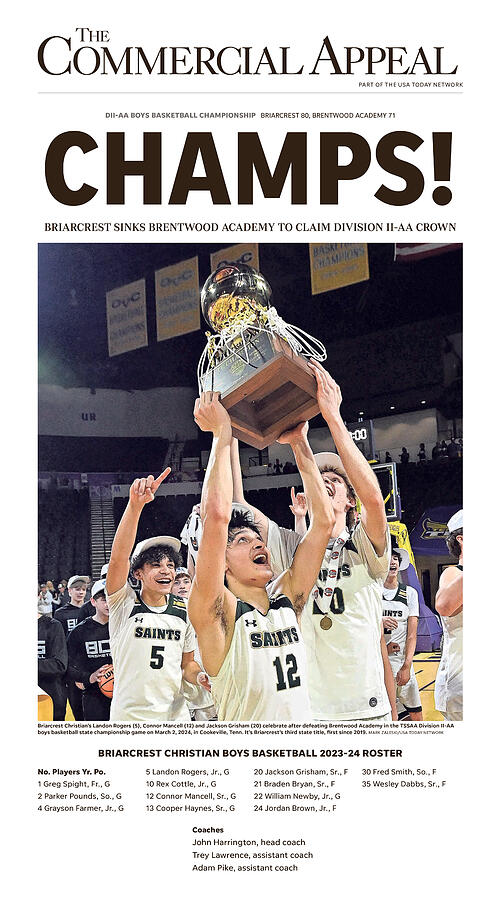 2024 Tennessee Division II Class AA Boys Basketball State Championship Cover Digital Art by Gannett