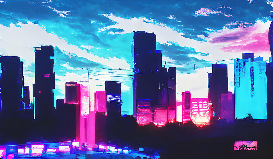 20.39 MB Anime Skyline #2039 Digital Art by Jed AI - Pixels