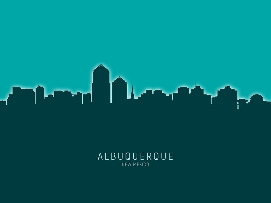 Albuquerque Digital Art - Albuquerque New Mexico Skyline #21 by Michael Tompsett