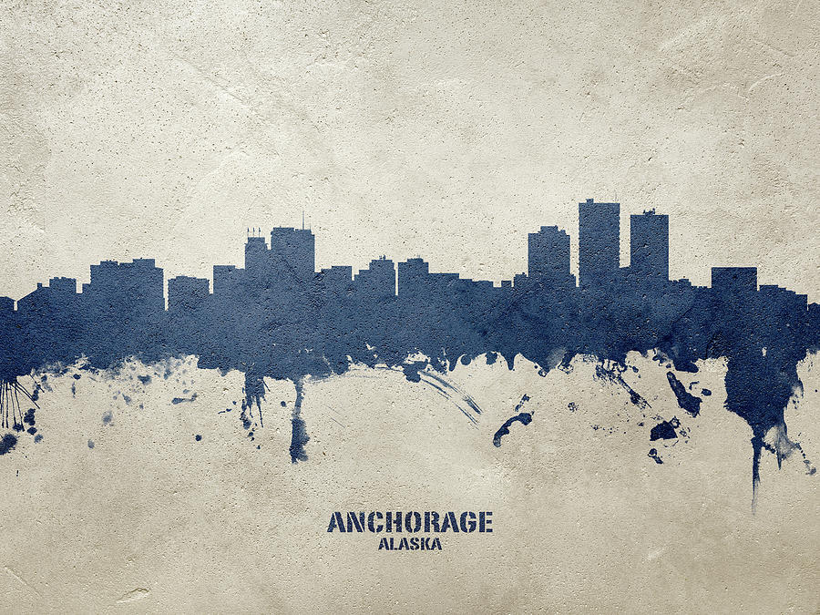 Anchorage Digital Art - Anchorage Alaska Skyline #21 by Michael Tompsett