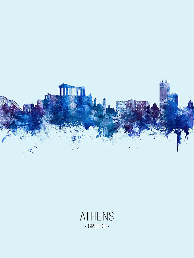 Athens Greece Skyline #21 Digital Art by Michael Tompsett
