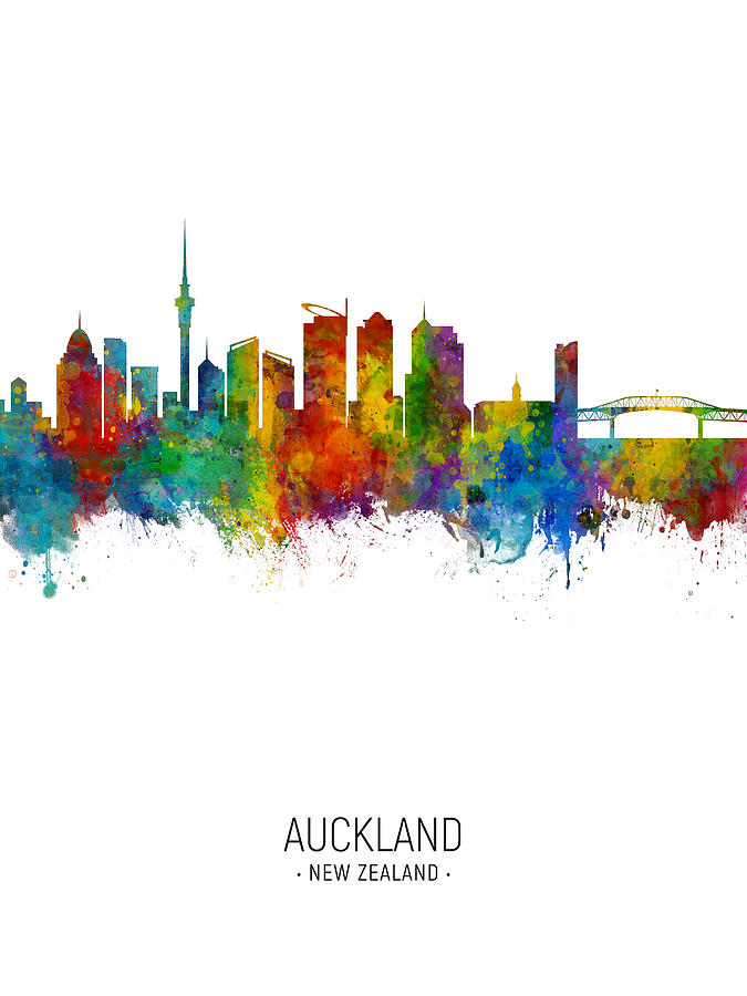 Skyline Digital Art - Auckland New Zealand Skyline #21 by Michael Tompsett