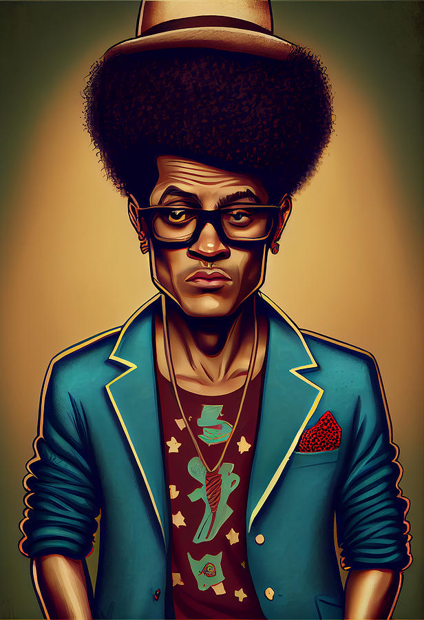 Bruno Mars Caricature Mixed Media by Stephen Smith Galleries - Pixels