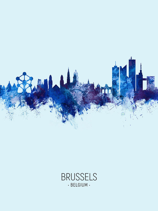 Skyline Digital Art - Brussels Belgium Skyline #21 by Michael Tompsett